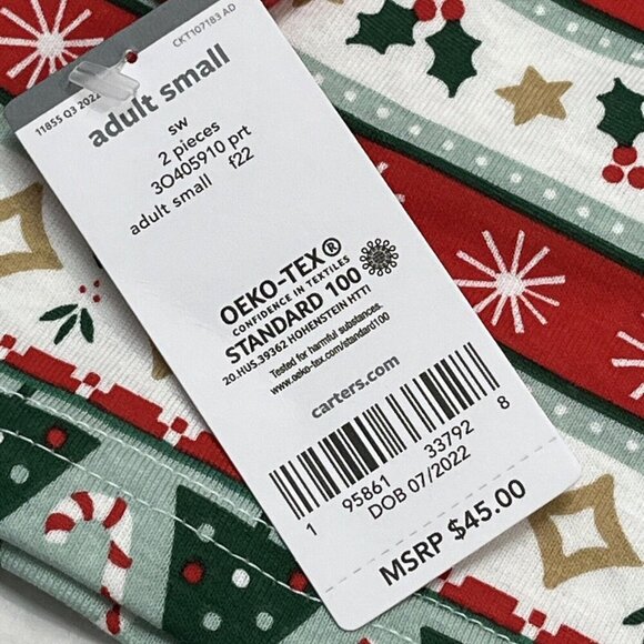 Carters‎ Pajamas Set Adult S 2 Piece Holiday Trees Christmas Snug Fit Cotton - Picture 7 of 11